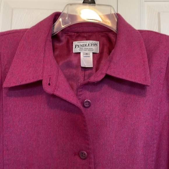 Women’s Pendleton Sz 16 100% virgin wool blazer. Pinkish purple collar buttons - Picture 1 of 9